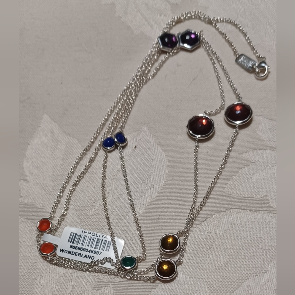 IPPOLITA Rock Candy Wonderland Multi Stone Necklace in Metallic Rainbow, SS NWT
